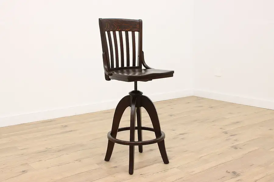 Main image of Craftsman Oak Vintage Drafting or Architect Swivel Stool, J. C. & Co.