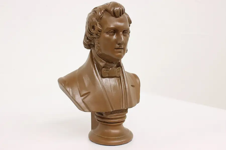 Main image of Chopin Bust of Musical Composer Victorian Antique Sculpture, Hennecke