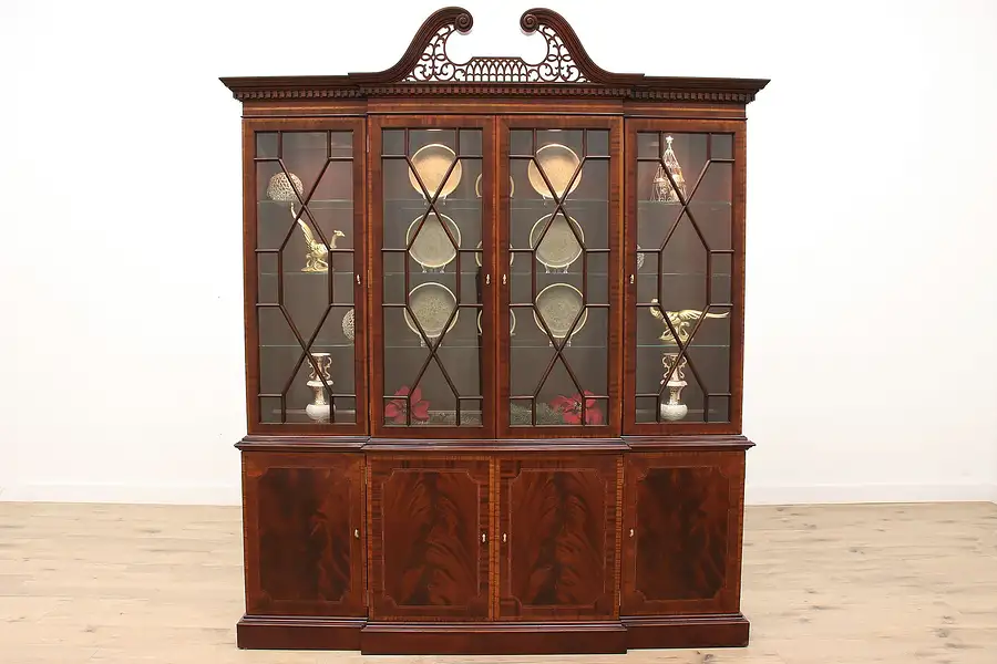 Main image of Georgian Vintage Mahogany Breakfront China Cabinet Bookcase, Councill