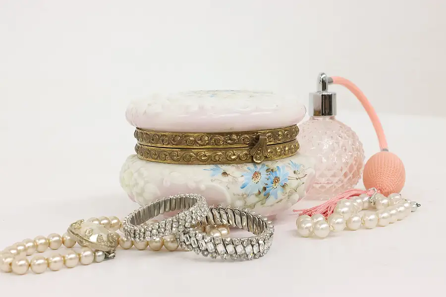 Main image of Victorian Antique Dresser, Jewelry or Keepsake Boudoir Jar, Wave Crest