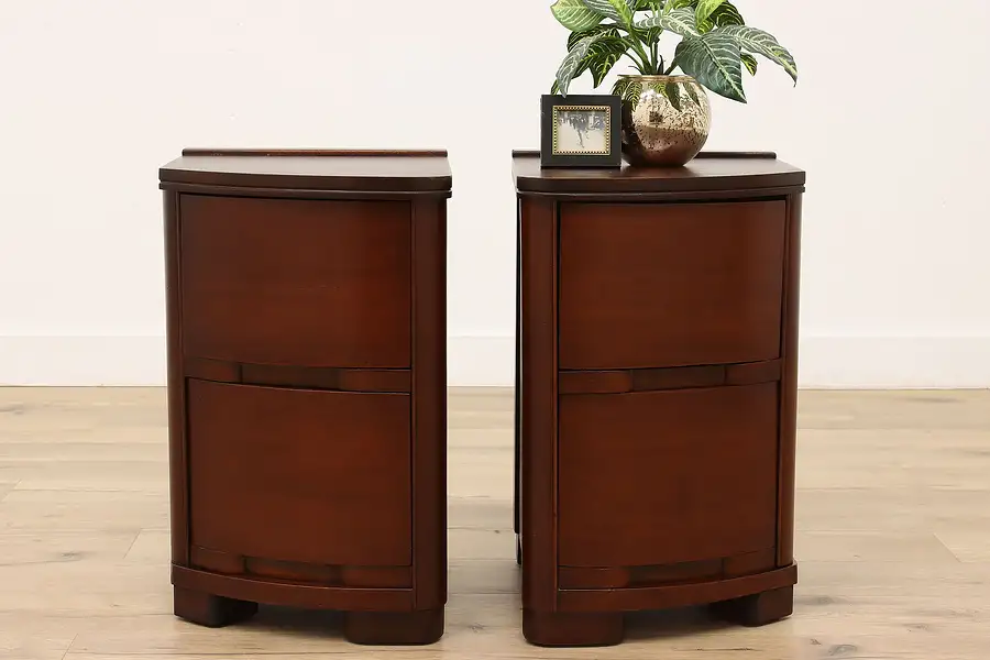 Main image of Pair of Midcentury Modern Vintage Mahogany Nightstands or End Tables