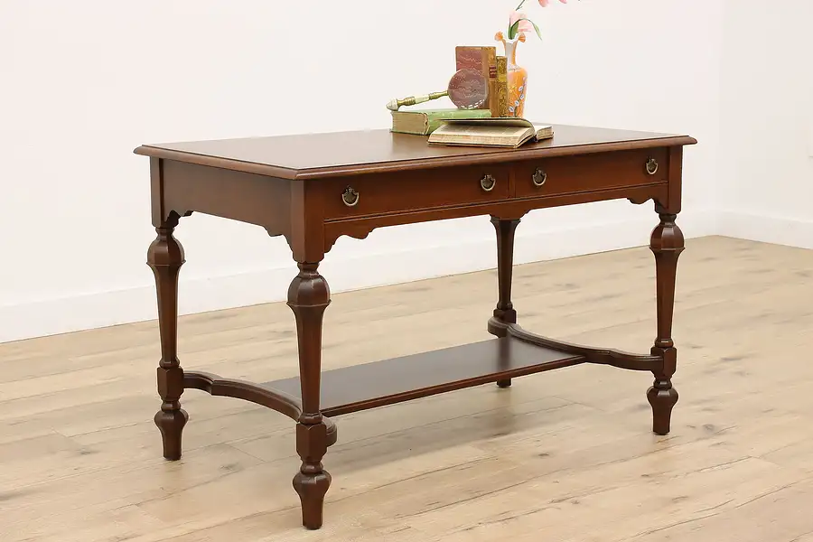 Main image of English Tudor Antique Carved Walnut Office Library Desk or Table