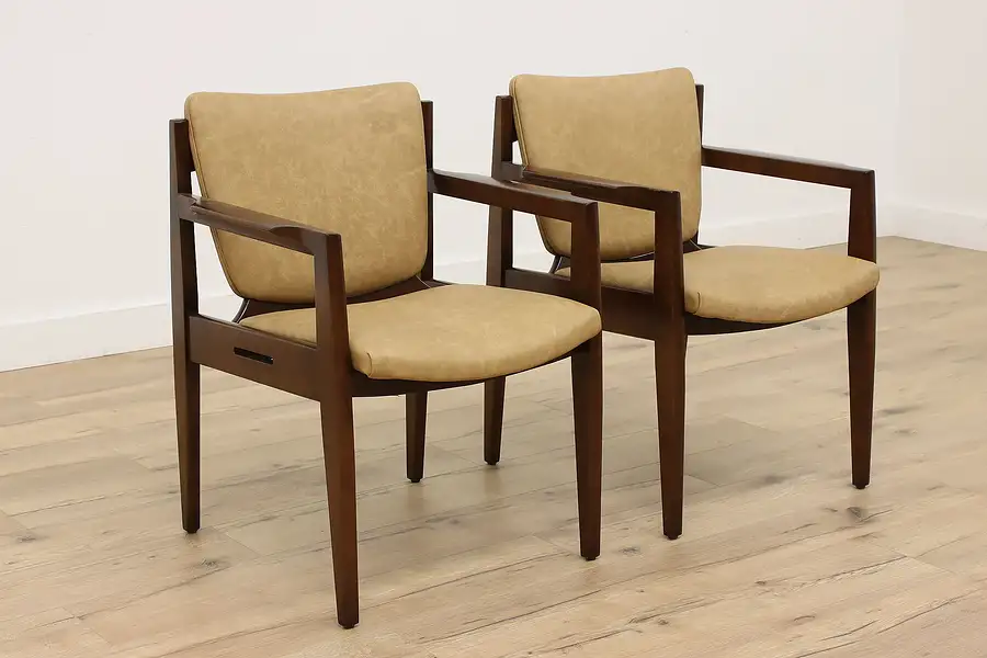 Main image of Pair Midcentury Modern Leather 60s Vintage Office Chairs, Thonet