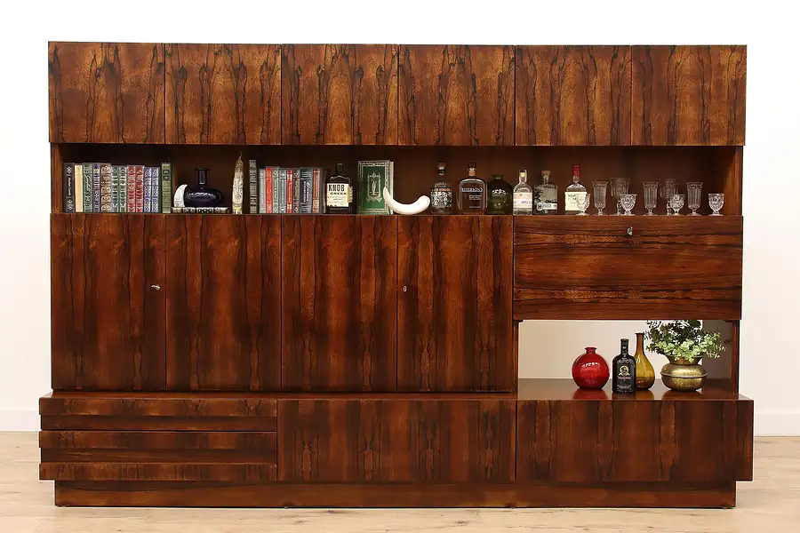 Main image of Midcentury Modern Vintage Rosewood Wall Unit, Bar Cabinet, Bookcase