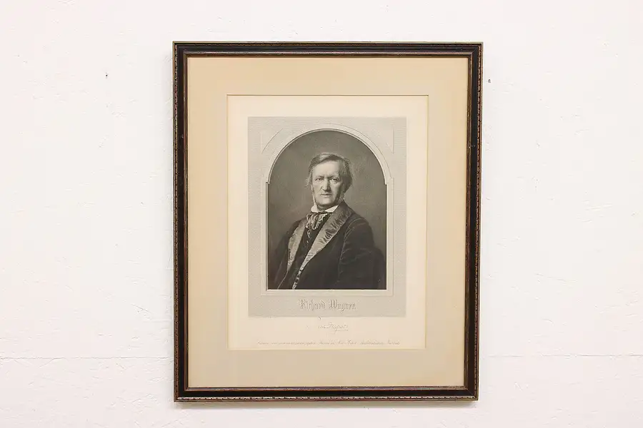 Main image of Richard Wagner Antique Original German Composer Signed Engraving 26.5"