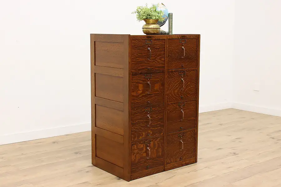 Main image of Arts & Crafts Mission Oak Antique 8 Drawer Office File Cabinet, Automatic