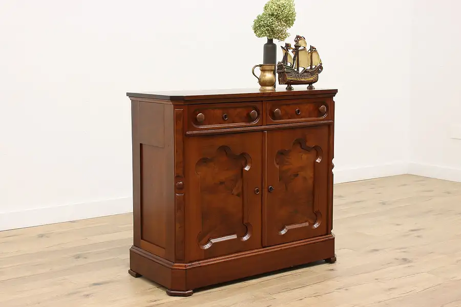 Main image of Victorian Carved Walnut Antique Sideboard, Server, or Bar Cabinet