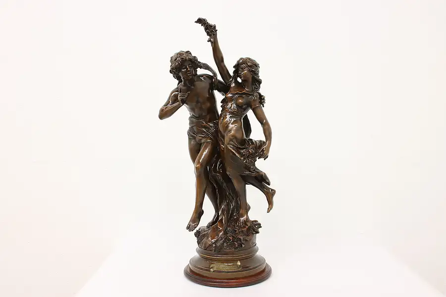 Main image of First Days of Spring French Antique Bronze Statue Aug Moreau