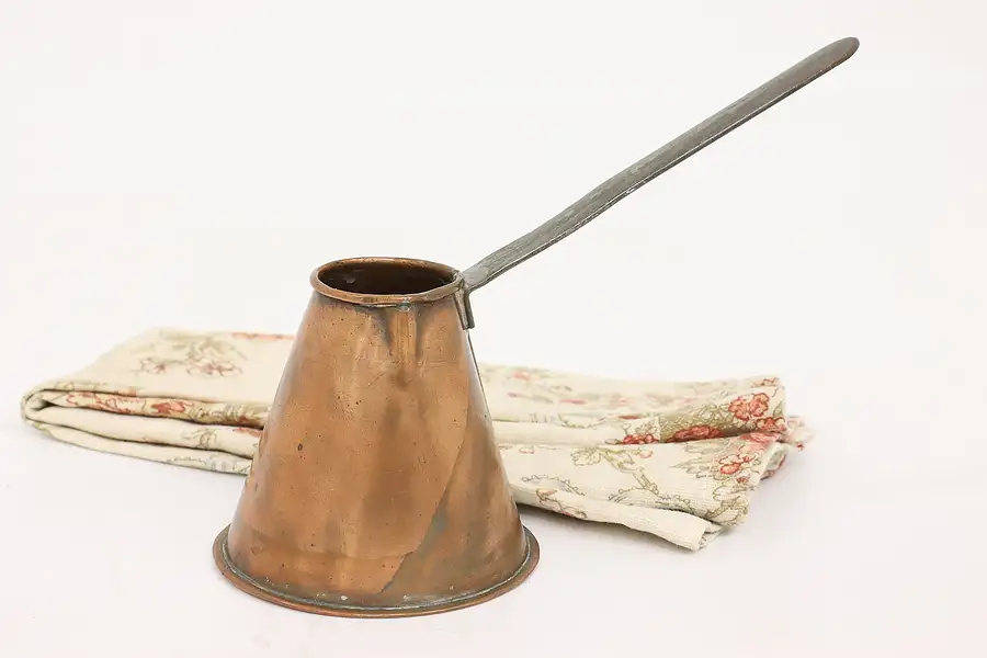 Main image of Farmhouse Antique Copper Ladle or Dipper, Iron Handle