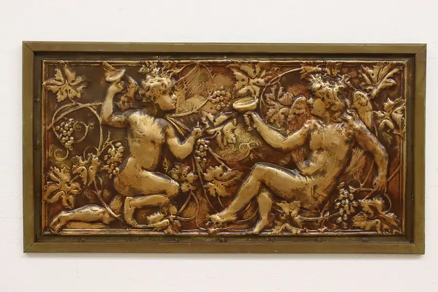 Main image of Classic Antique Embossed Wall Plaque, Grapevine, Angel & Wine Motifs