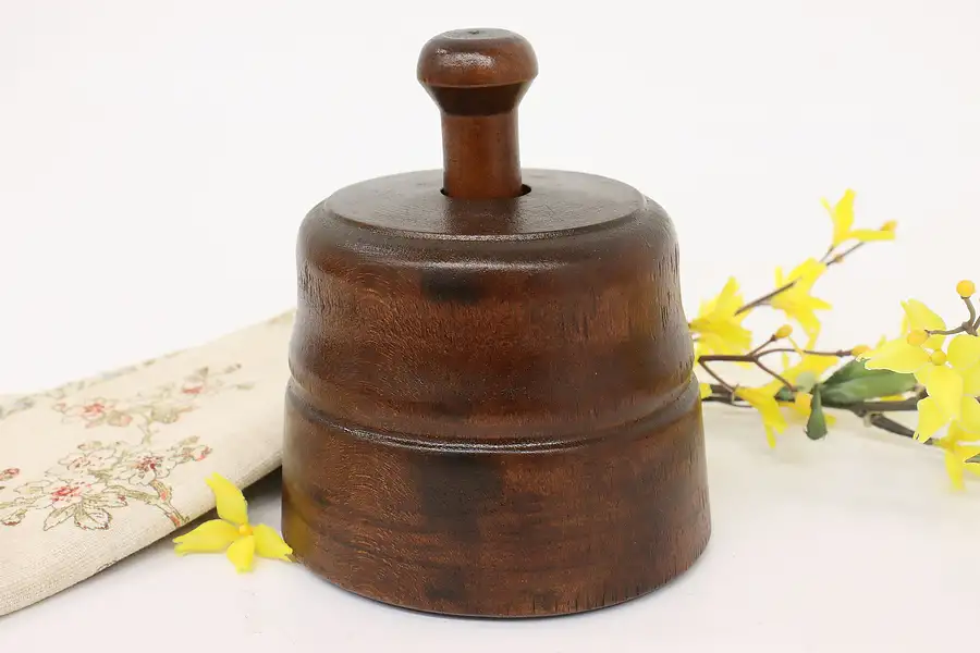 Main image of Farmhouse Antique Carved Birch Butter Mold, Flower Design