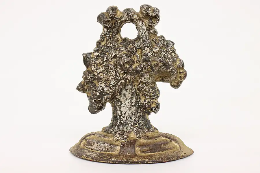 Main image of Victorian Cast Iron Antique Flower Basket Sculpture Door Stop