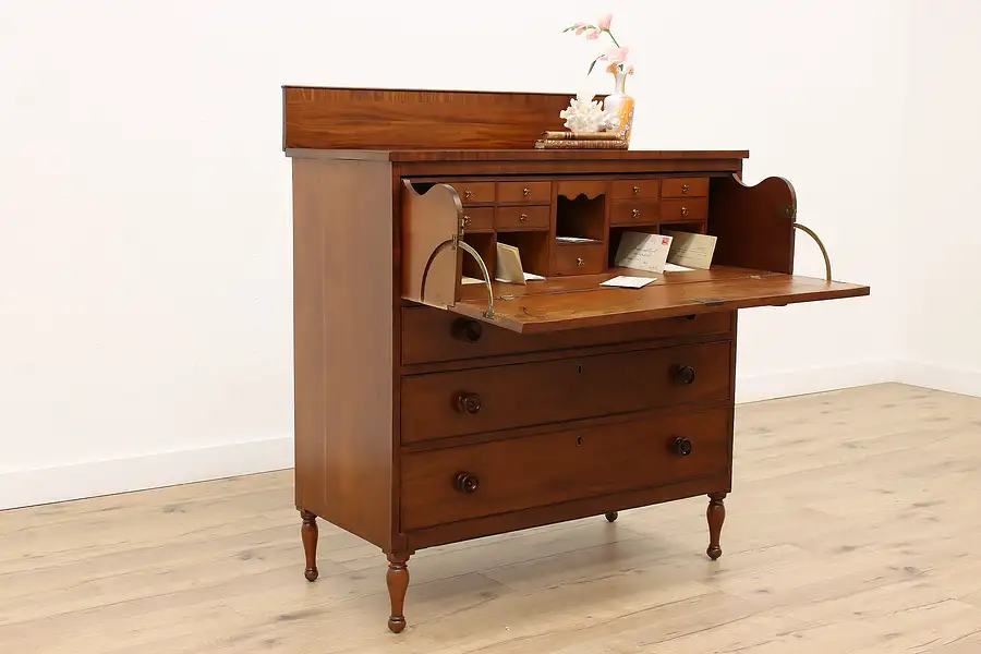 Main image of Sheraton Antique Mahogany 1830s Butler Secretary Desk & Dresser