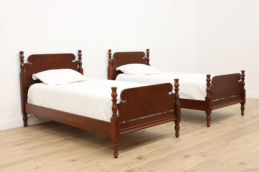 Main image of Pair of Georgian Design Vintage Mahogany Twin or Single Size Beds