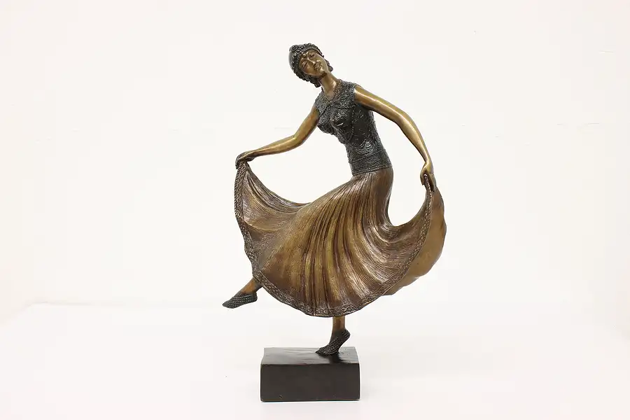 Main image of Art Deco Statue Antique French Dancing Woman Bronze Sculpture