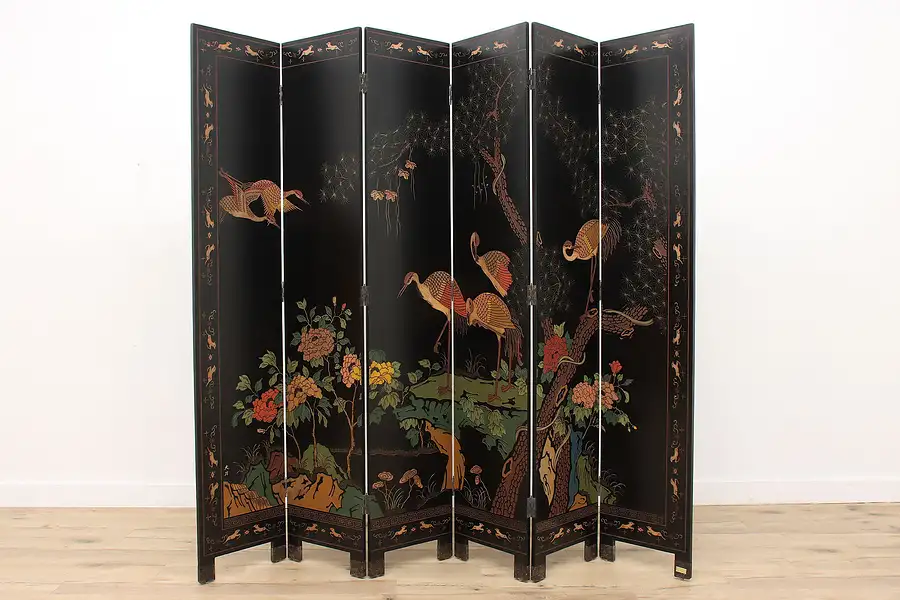 Main image of Chinese Vintage 8' Coromandel Lacquer 6 Panel Screen, Maitland Smith