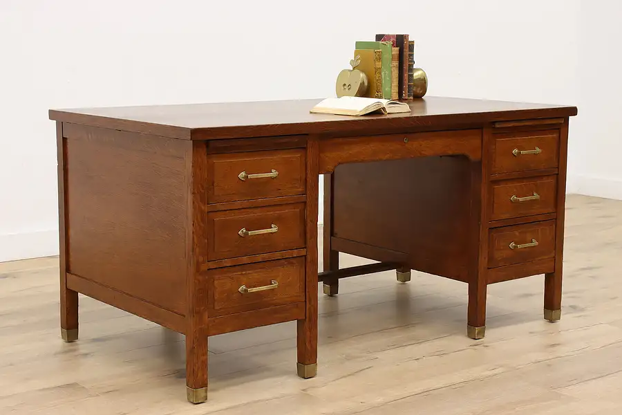 Main image of Art & Crafts Mission Oak Antique Craftsman Office or Library Desk