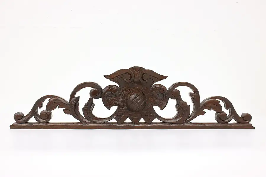 Main image of Italian Antique Architectural Salvage Fragment Hand Carved Oak Crest