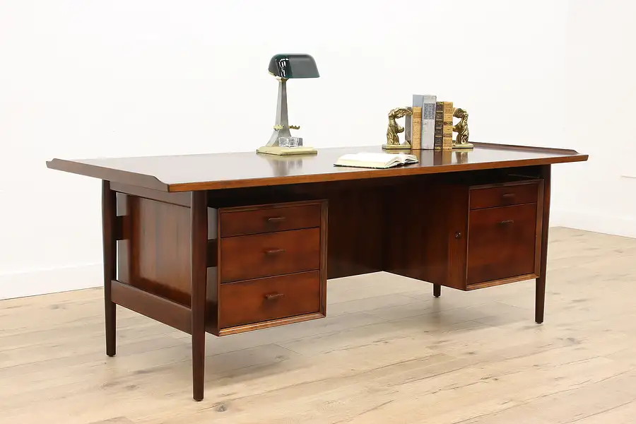 Main image of Midcentury Modern Vintage Danish Rosewood Office or Library Desk, Sibast