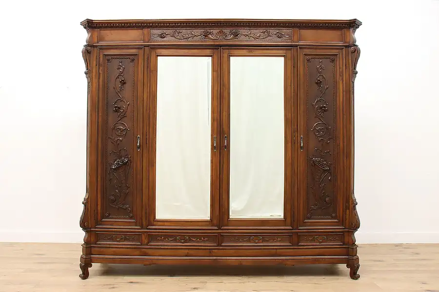 Main image of Italian Renaissance Antique Carved Walnut Armoire, Closet or Wardrobe