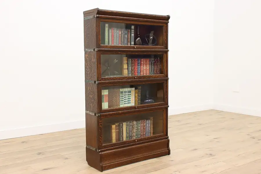 Main image of Oak Antique 4 Stack Lawyer, Office Library Bookcase, Globe Wernicke