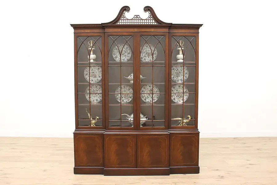 Main image of Georgian Vintage Mahogany Breakfront Bookcase, China or Display Cabinet