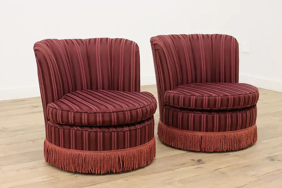 Main image of Art Deco 1940s Vintage Pair of Channel Tufted Club Chairs