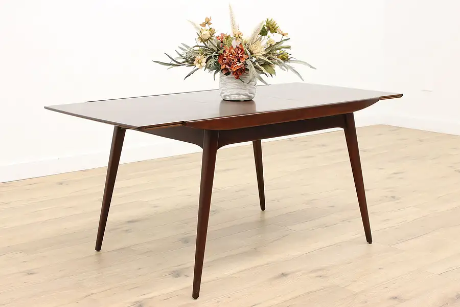 Main image of Midcentury Modern Vintage Mahogany Danish Dining Table & Leaf