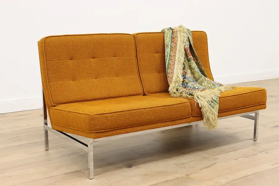 Main image of Midcentury Modern 1960s Vintage Orange Loveseat or Small Sofa, Knoll