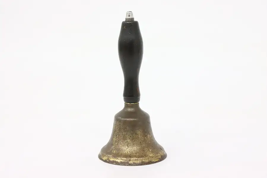 Main image of Traditional Antique Farmhouse School Bell, Wooden Handle