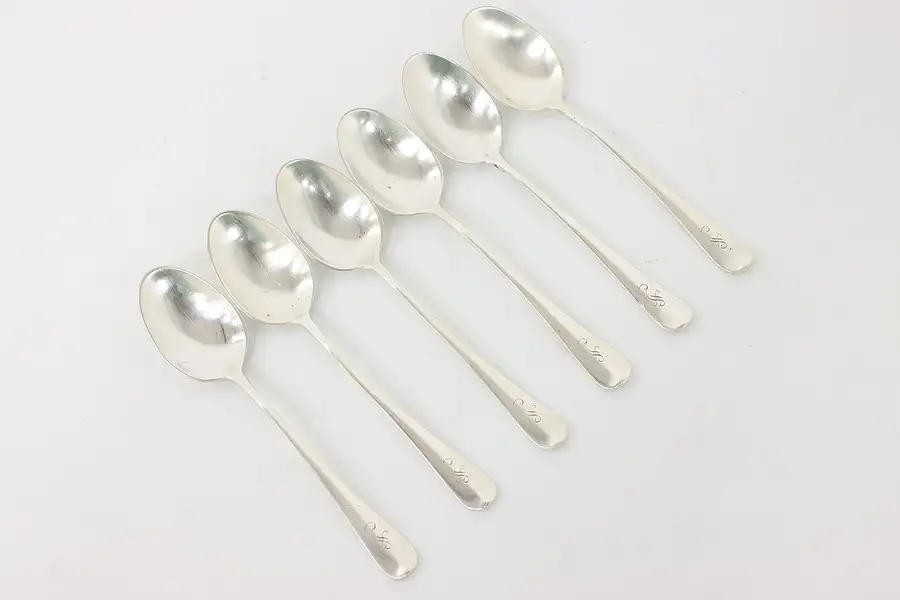 Main image of Set of 6 Victorian Antique Sterling Silver Demi Tasse Coffee Spoons