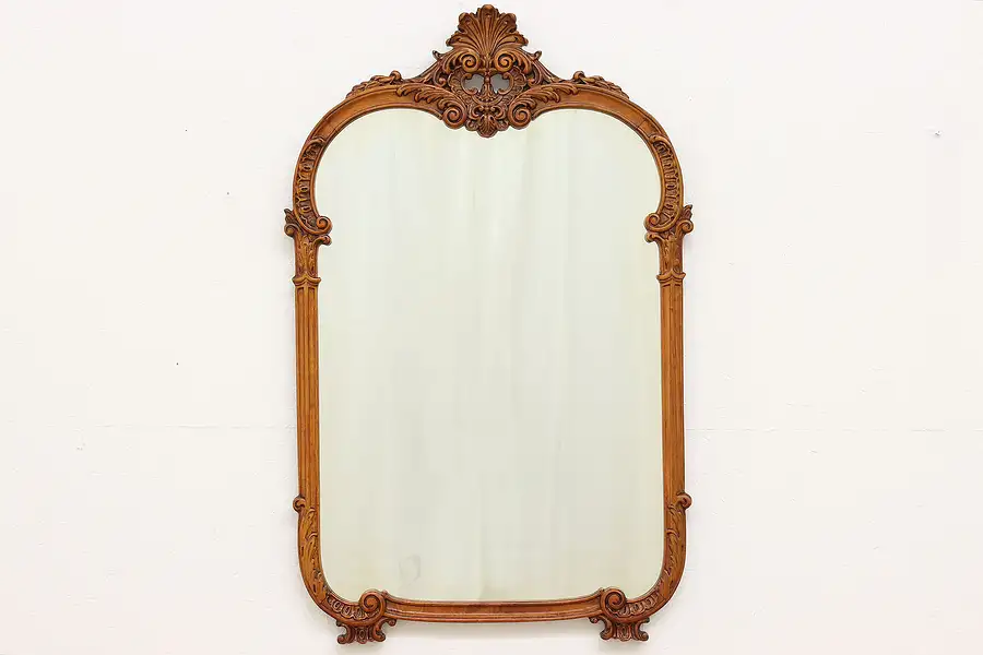 Main image of French Design Vintage Carved Birch Wall or Hall Mirror