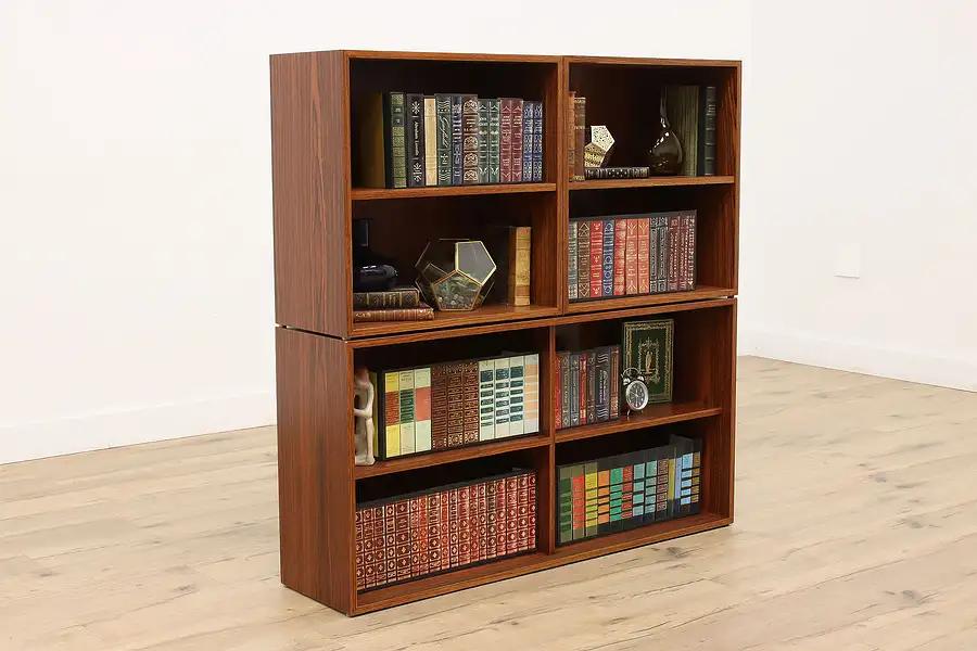 Main image of Midcentury Modern Vintage Danish Rosewood Modular Stacking Bookcase Set