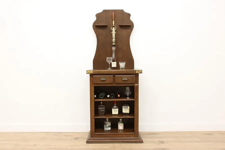 Main image of French Vintage Oak Wine Cabinet & Bottle Opener, Granite Top, Utges