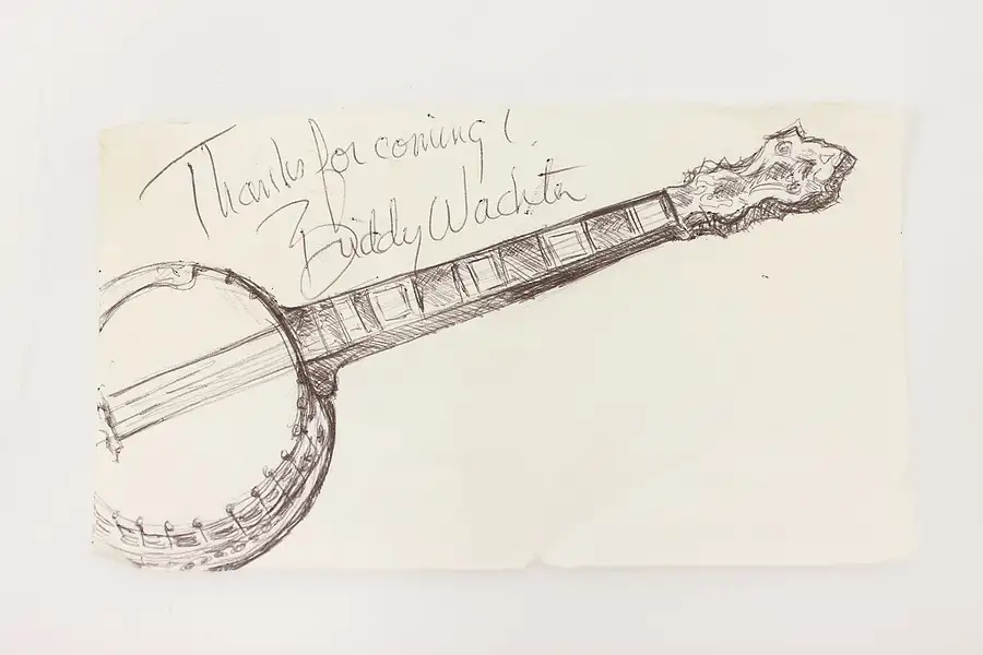 Main image of Buddy Wachter Autograph Drawing of Banjo & Signature