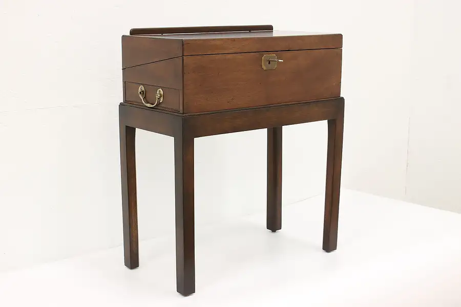 Main image of English Antique Travel or Lap Desk & Stand, Jewelry Chest or End Table