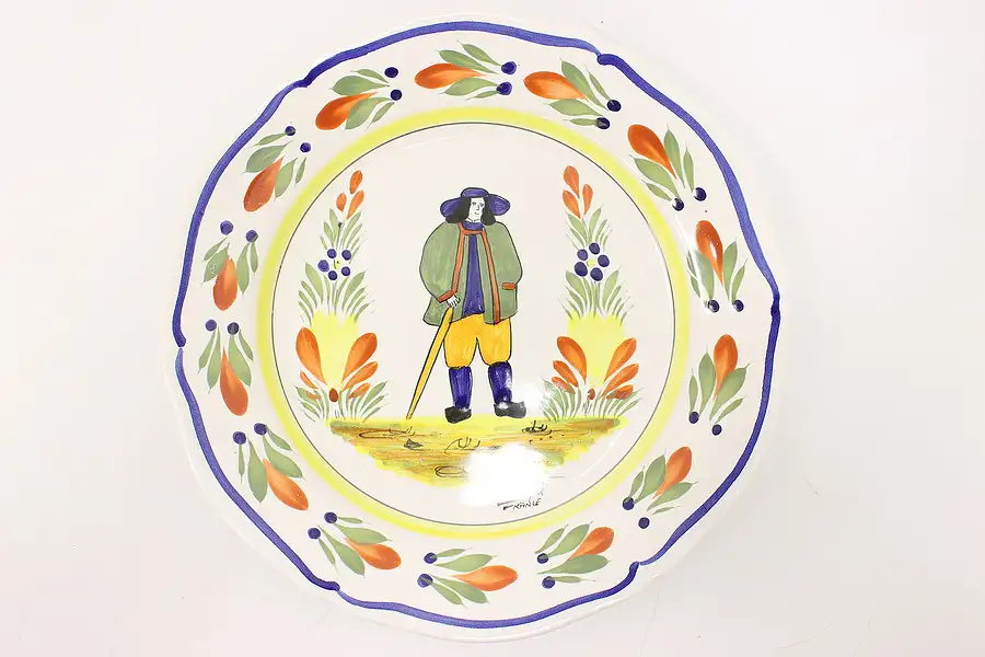 Main image of French Vintage Henriot Quimper Hand Painted Plate, Brittany, France