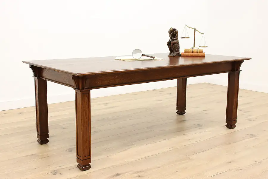 Main image of Arts & Crafts Mission Oak Antique Library, Dining or Conference Table