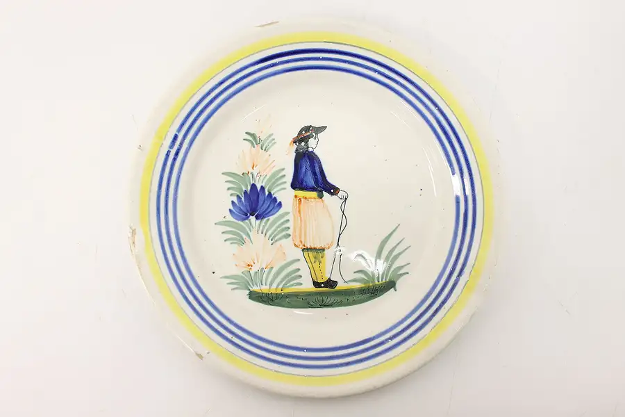 Main image of French Vintage Henriot Quimper Hand Painted Plate, Brittany, France