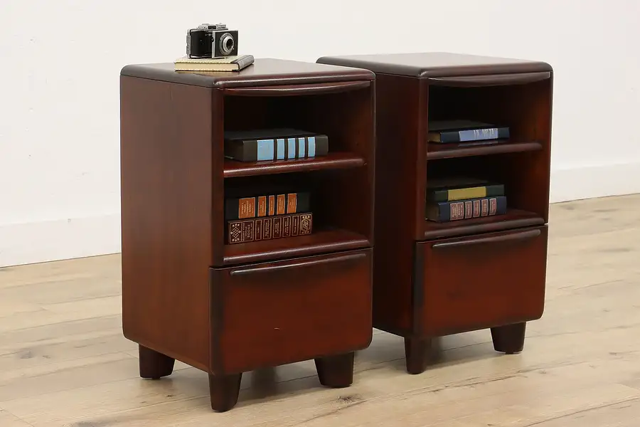 Main image of Pair of Midcentury Modern Vintage Birch Nightstands or End Tables Heywood