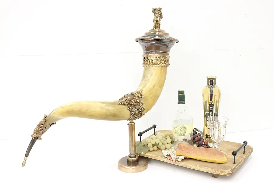 Main image of German Antique Brass & Bronze Figural Ceremonial Drinking Horn