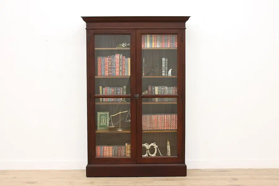 Main image of Traditional Antique Oak 2 Door Office or Library Bookcase, Wavy Glass