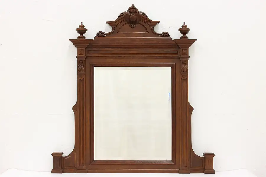 Main image of Renaissance Carved Walnut Antique Wall Hanging Bedroom or Hall Mirror