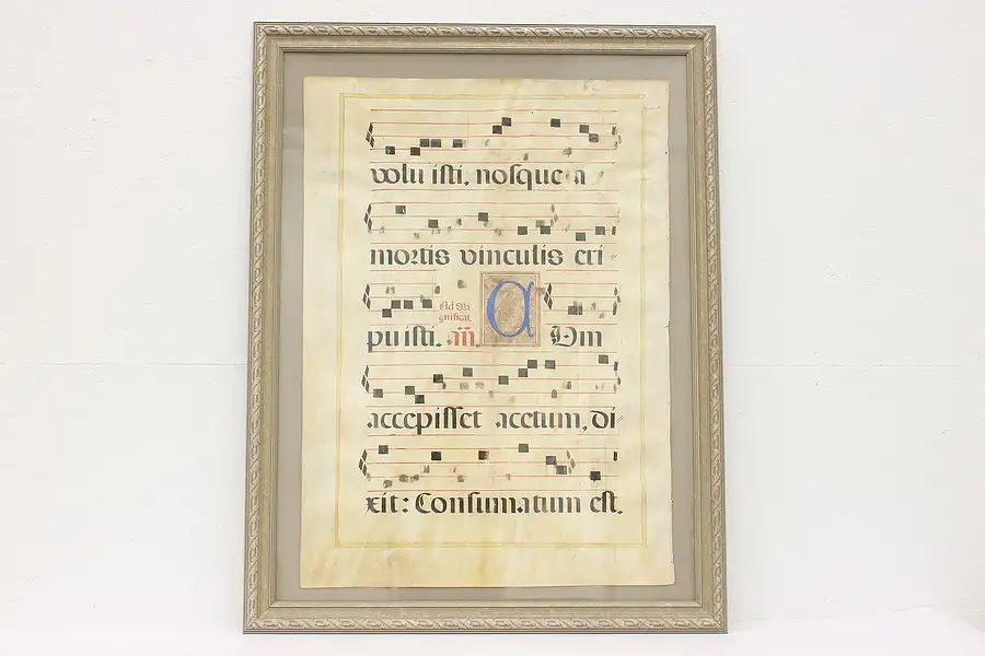 Main image of Music Manuscript 15th Century Antique Score, Hand Painted Vellum