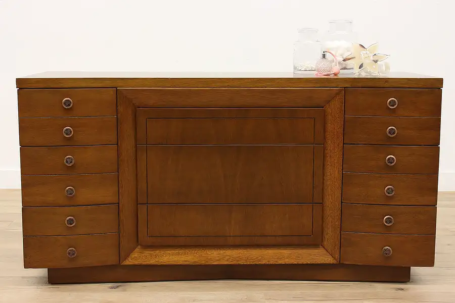 Main image of Midcentury Modern Vintage Mahogany 9 Drawer Dresser or Chest, United