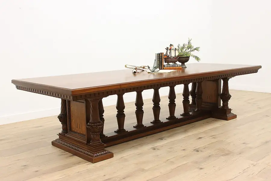 Main image of Renaissance Antique 11' Walnut Dining or Conference Table, Marquetry