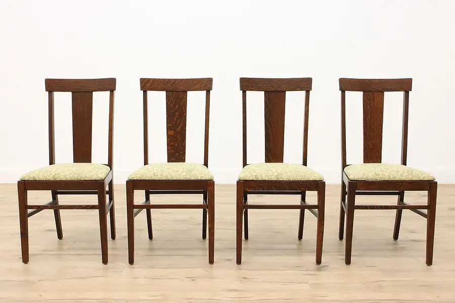 Main image of Set of 4 Antique Arts & Crafts Mission Oak Craftsman Dining Chairs