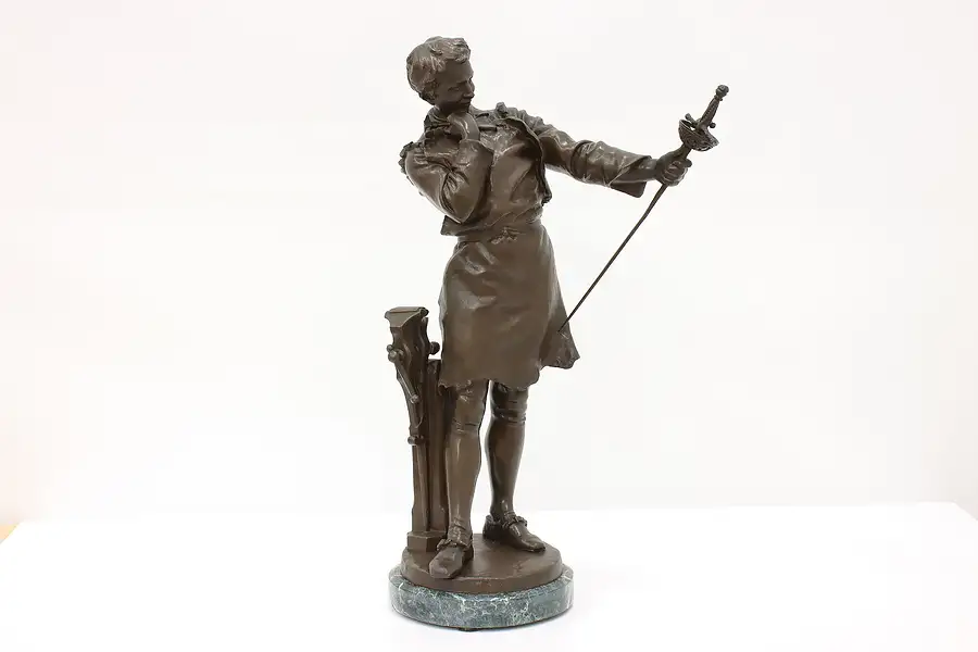 Main image of Bronze Swordsmith Sculpture Antique Statue, Marble Base, Kossowski