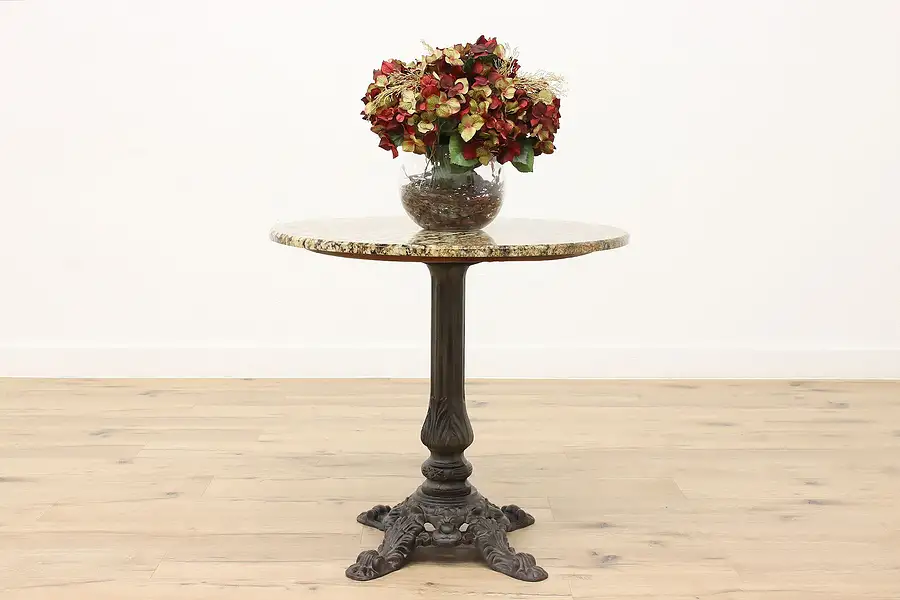 Main image of Victorian Antique Cast Iron Café or Pub Table, Granite Top