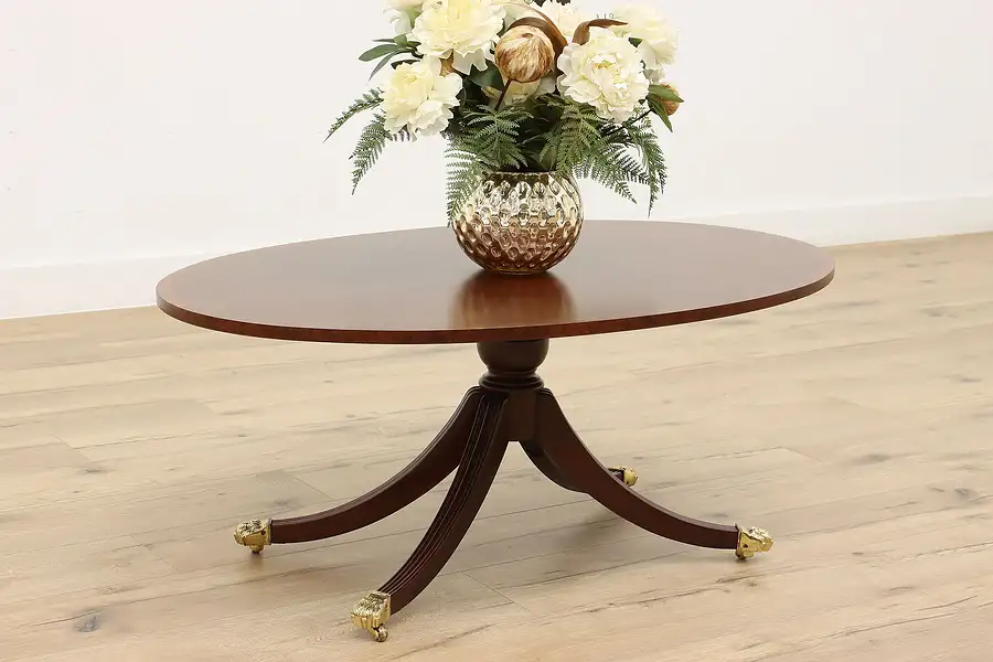 Main image of Georgian Design Vintage Banded Mahogany Oval Coffee Table, Councill